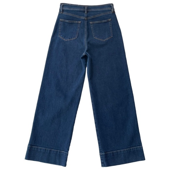 Loft Women’s High Waisted Wide Leg Jeans Size 00/24 Dark Indigo Wash - Picture 4 of 12